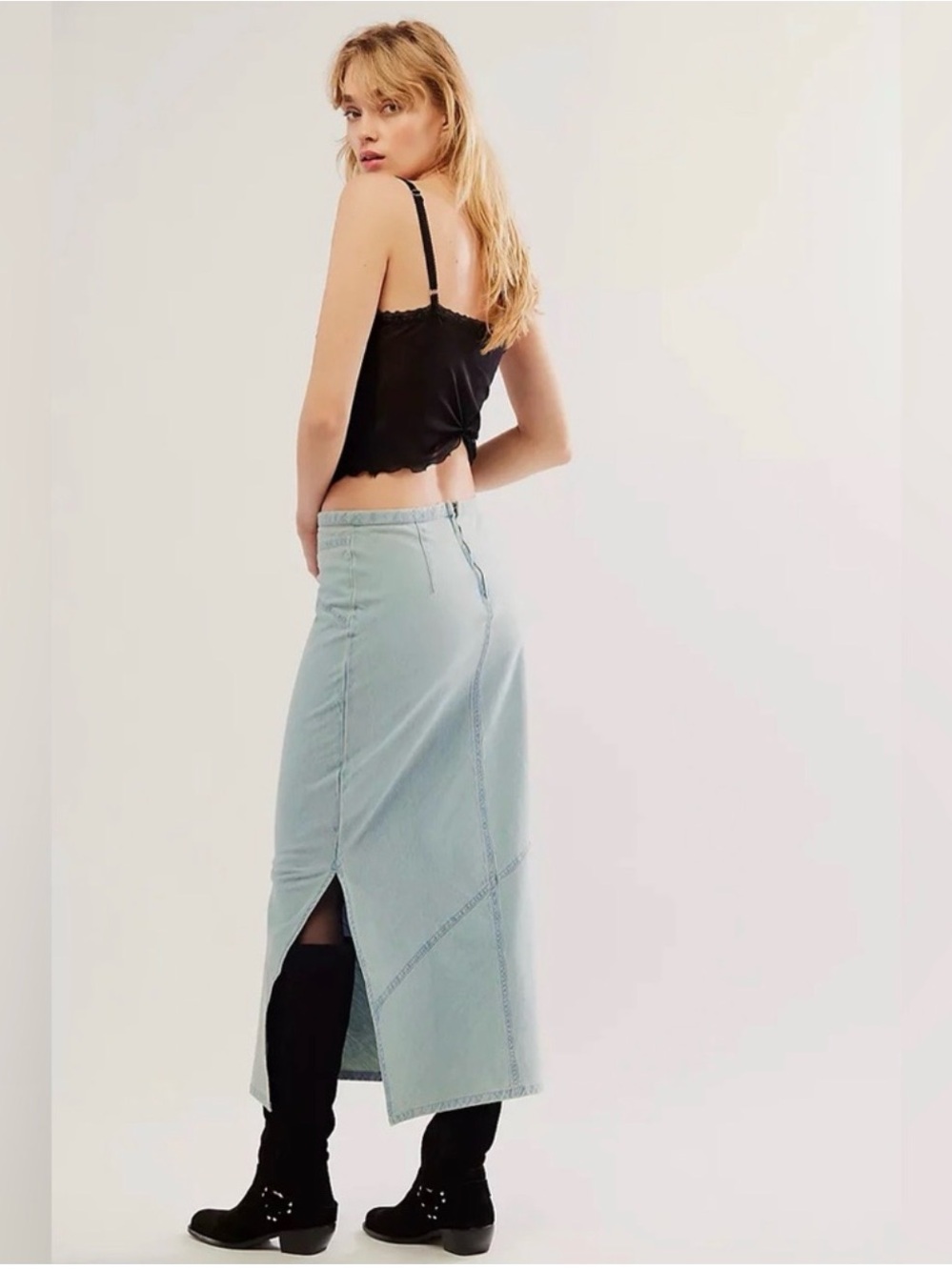 We The Free Chambray Muse Moment Mid-Rise Slip Skirt - Picture 3 of 9